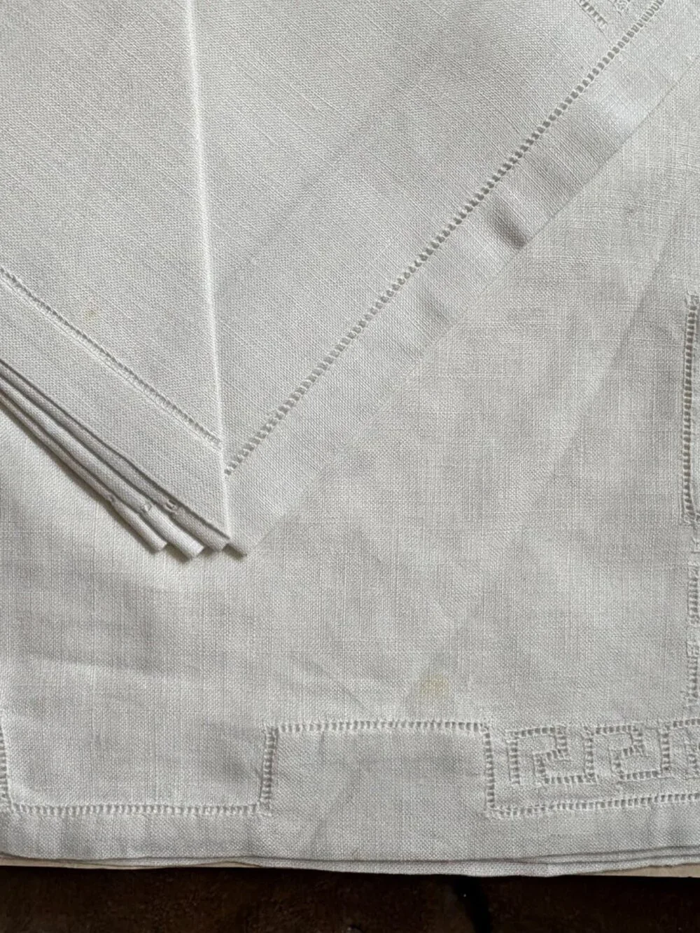 Vintage Benj. M. Jabara white linen hand-embroidered placemat napkin set retro